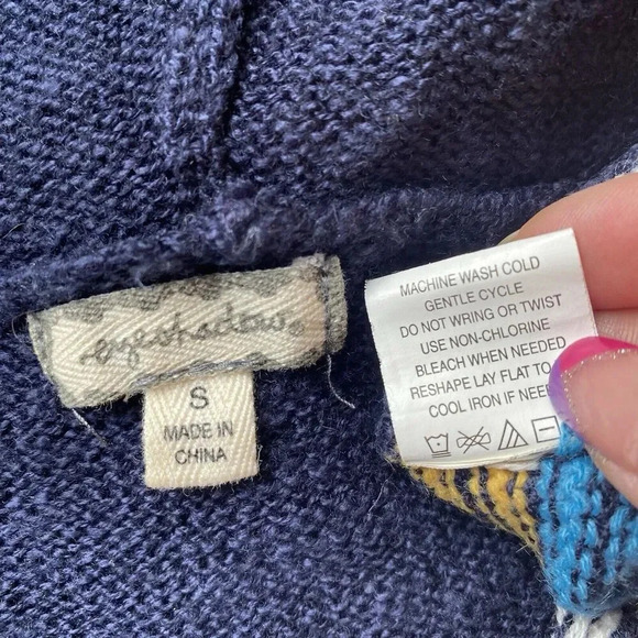 Eyeshadow Hoodie Cardigan Sweater OpenFront Womens S Navy Aztec Long Grunge Knit - Picture 5 of 9